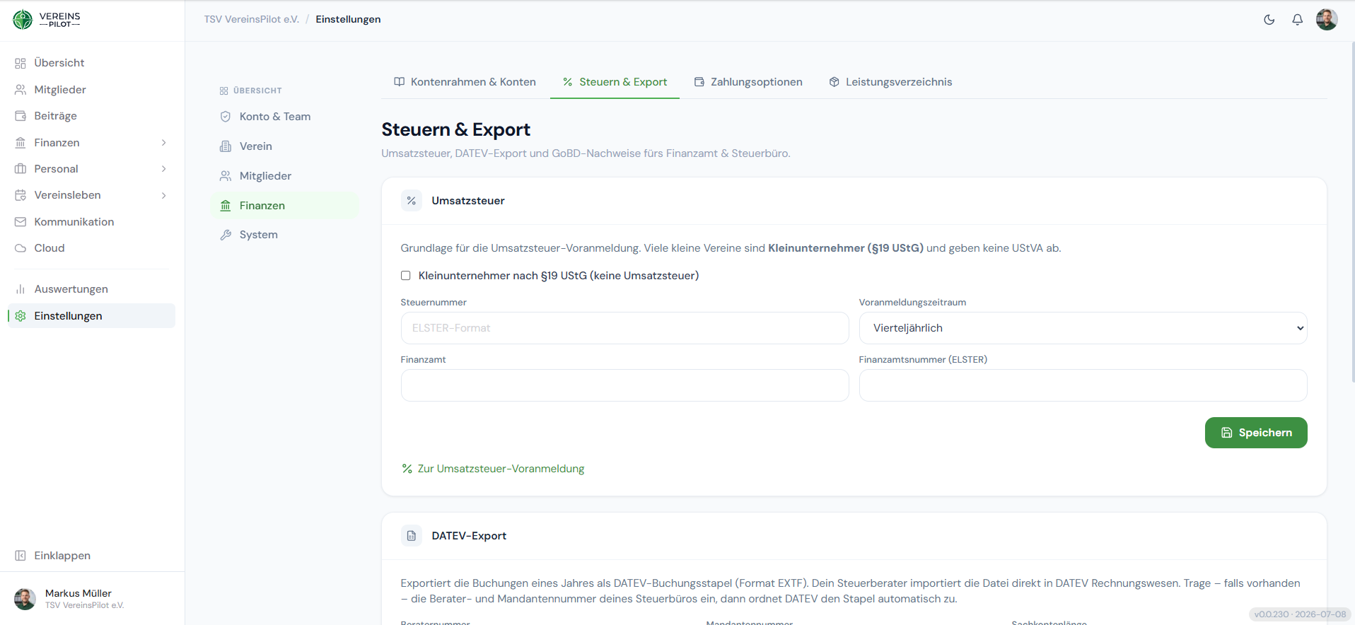 Steuern & Export